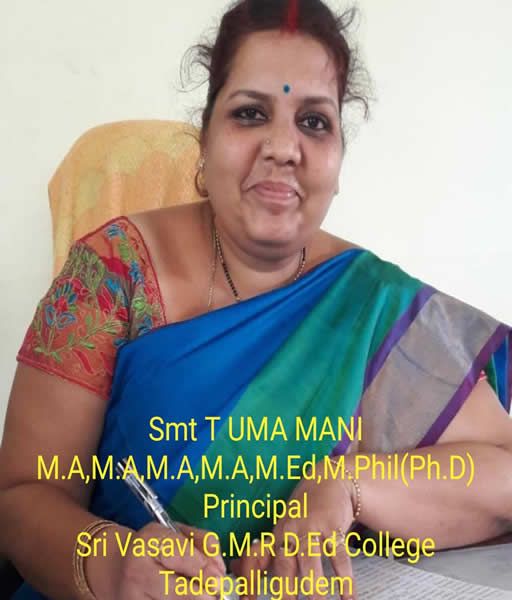 Smt T Uma Mani - D.Ed Principal